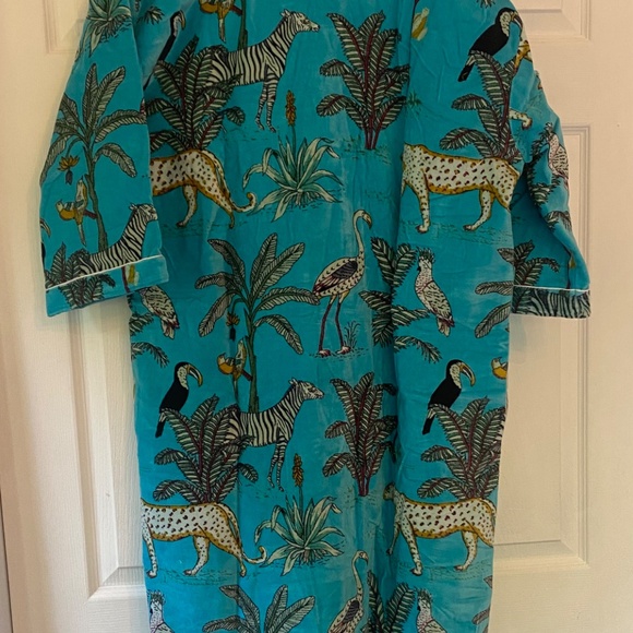 NWOT Handmade Handblock Print Plush Robe one size - Picture 2 of 5